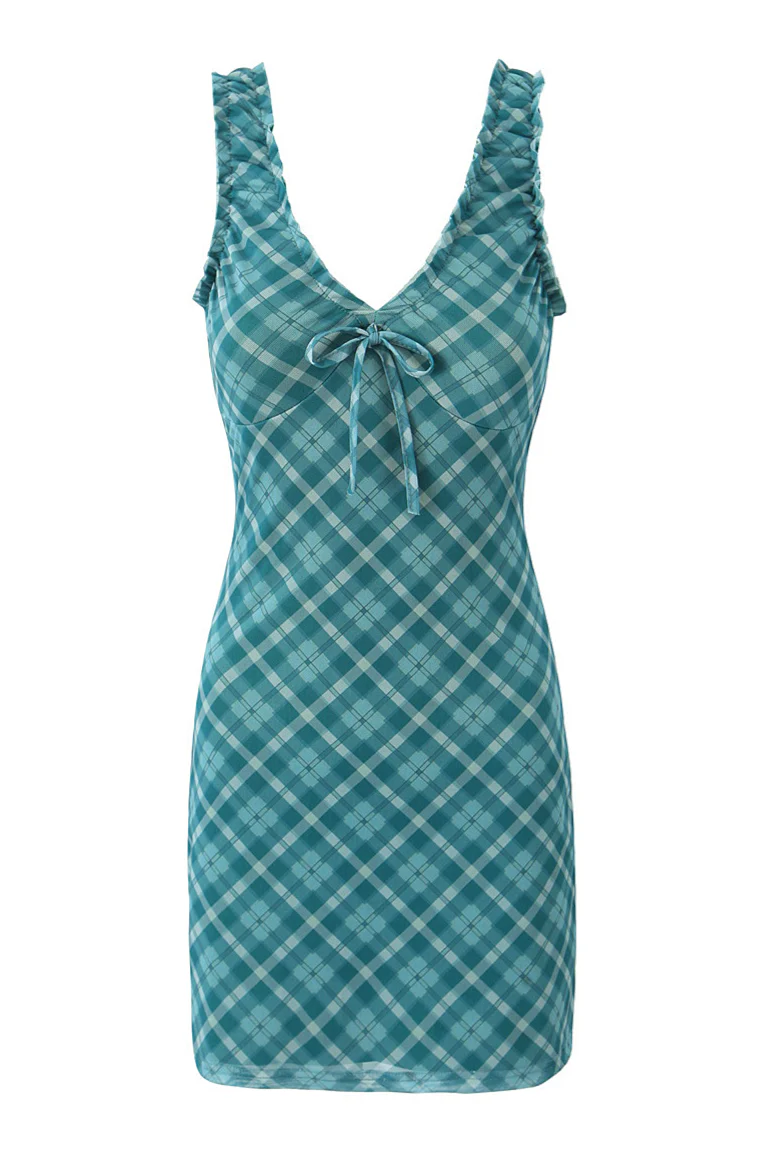 Straps Light Blue Floral Print Short Summer Dress - Image 3