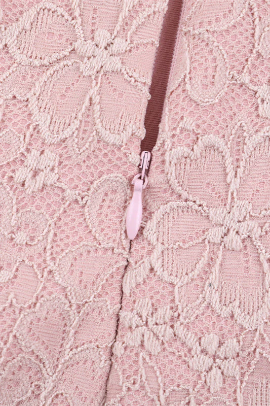 Straps Light Pink Bodycon Lace Short Dress - Image 8
