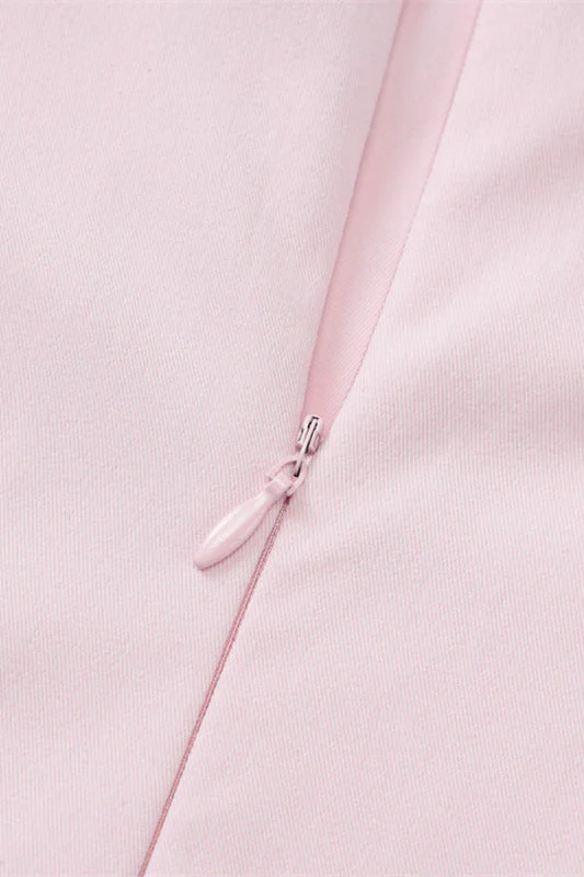 Straps Light Pink Lace Stitching Short Dress - Image 5