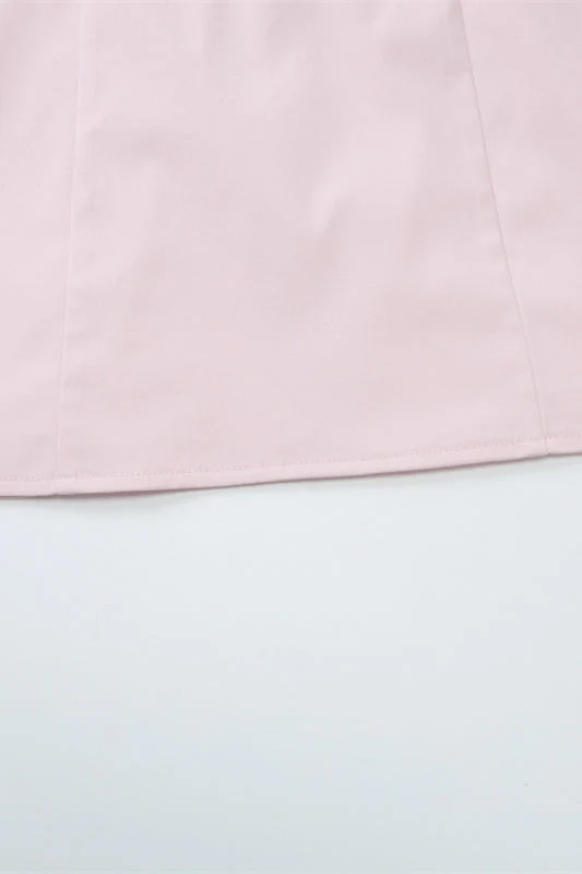 Straps Light Pink Lace Stitching Short Dress - Image 7