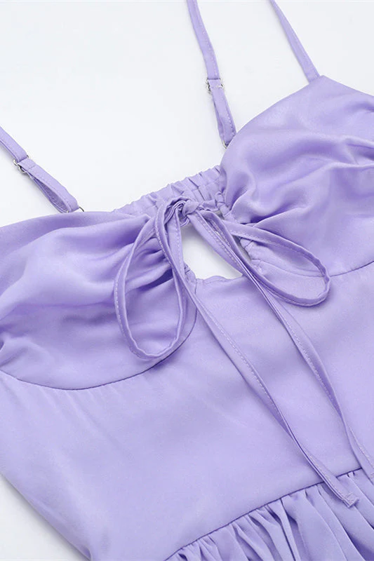 Straps Lilac Pleated Maxi Dress - Image 6