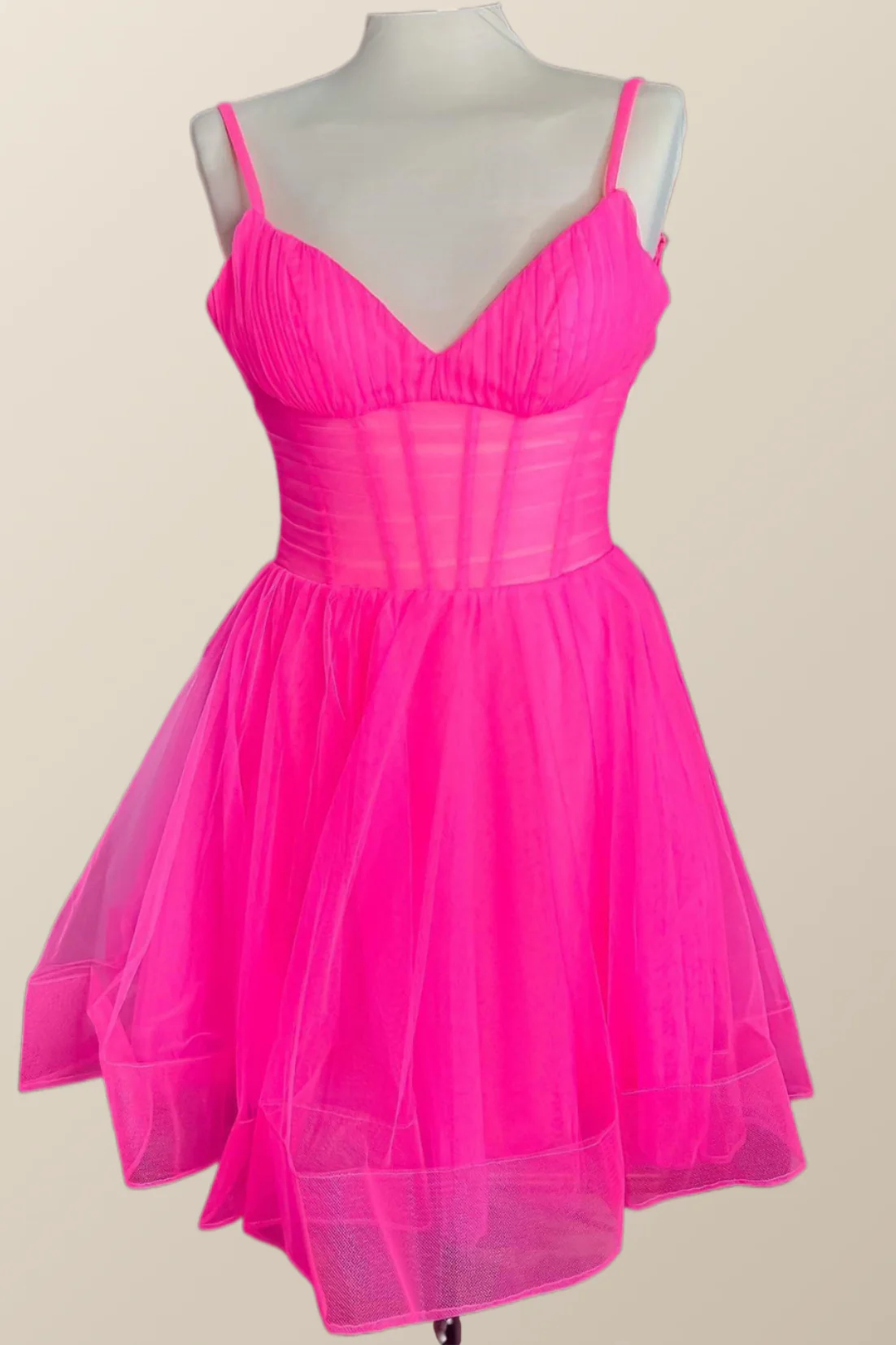Straps Navy Blue Pleated A-line Homecoming Dress - Image 4