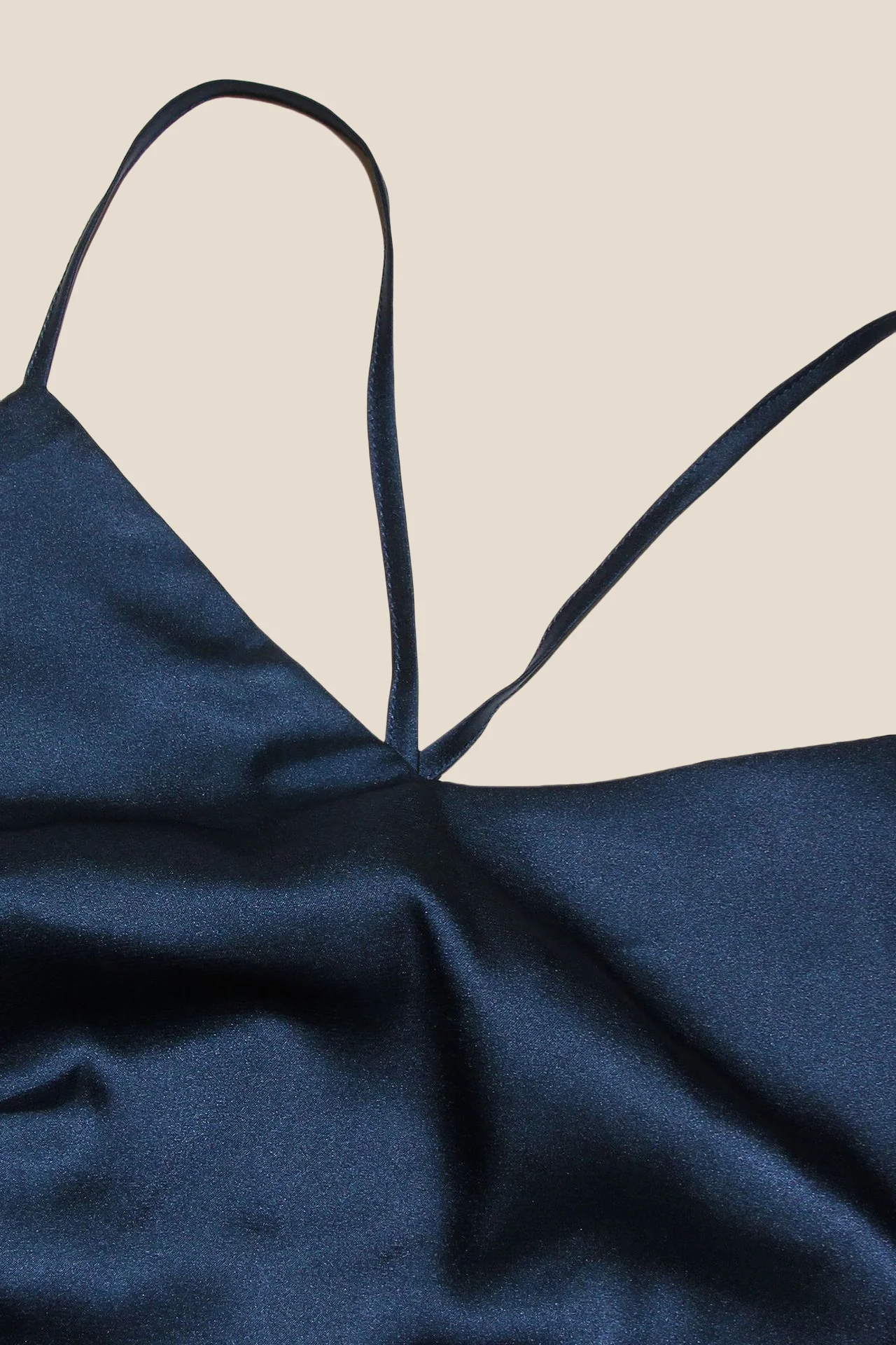 Straps Navy Blue Ruched Long Dress with Slit - Image 5
