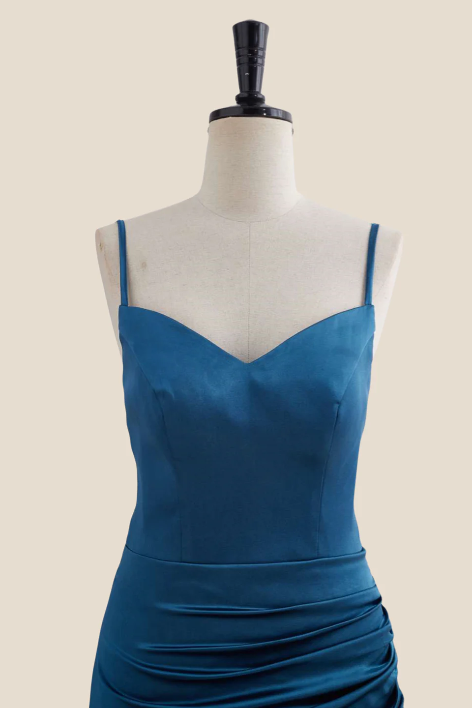 Straps Navy Blue Ruched Sheath Short Dress - Image 5