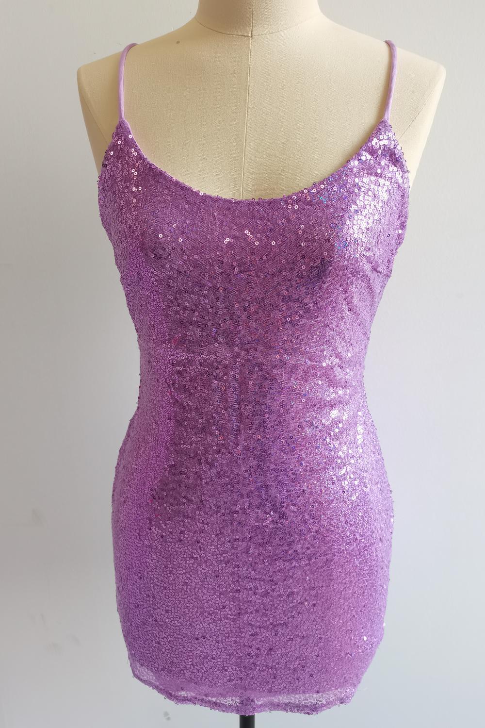 Straps Orange Sequin Tight Mini Dress - Image 6