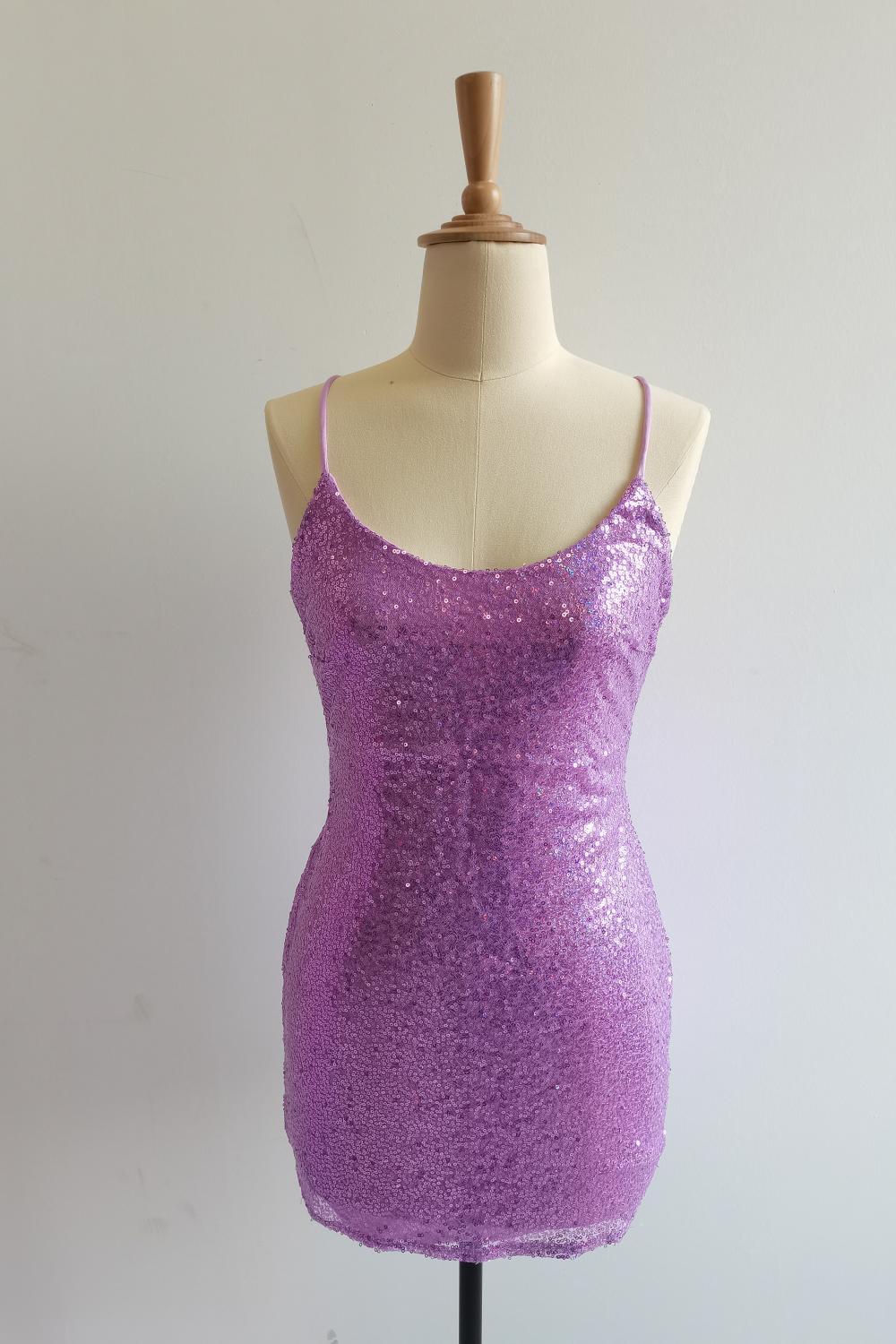 Straps Orange Sequin Tight Mini Dress - Image 8