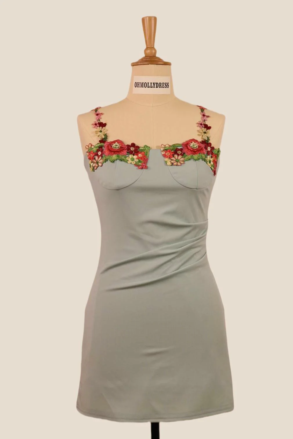 Blush Pink Floral Appliques Tight Short Dress - Image 4