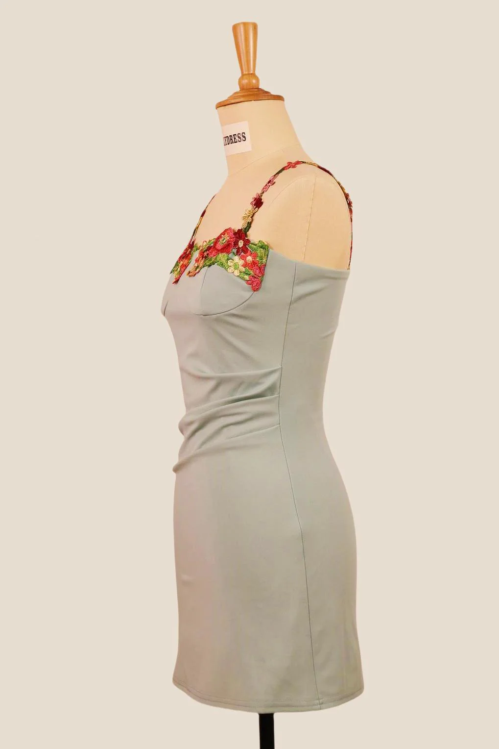 Blush Pink Floral Appliques Tight Short Dress - Image 6