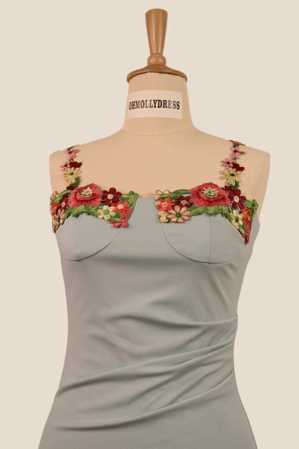 Blush Pink Floral Appliques Tight Short Dress - Image 7