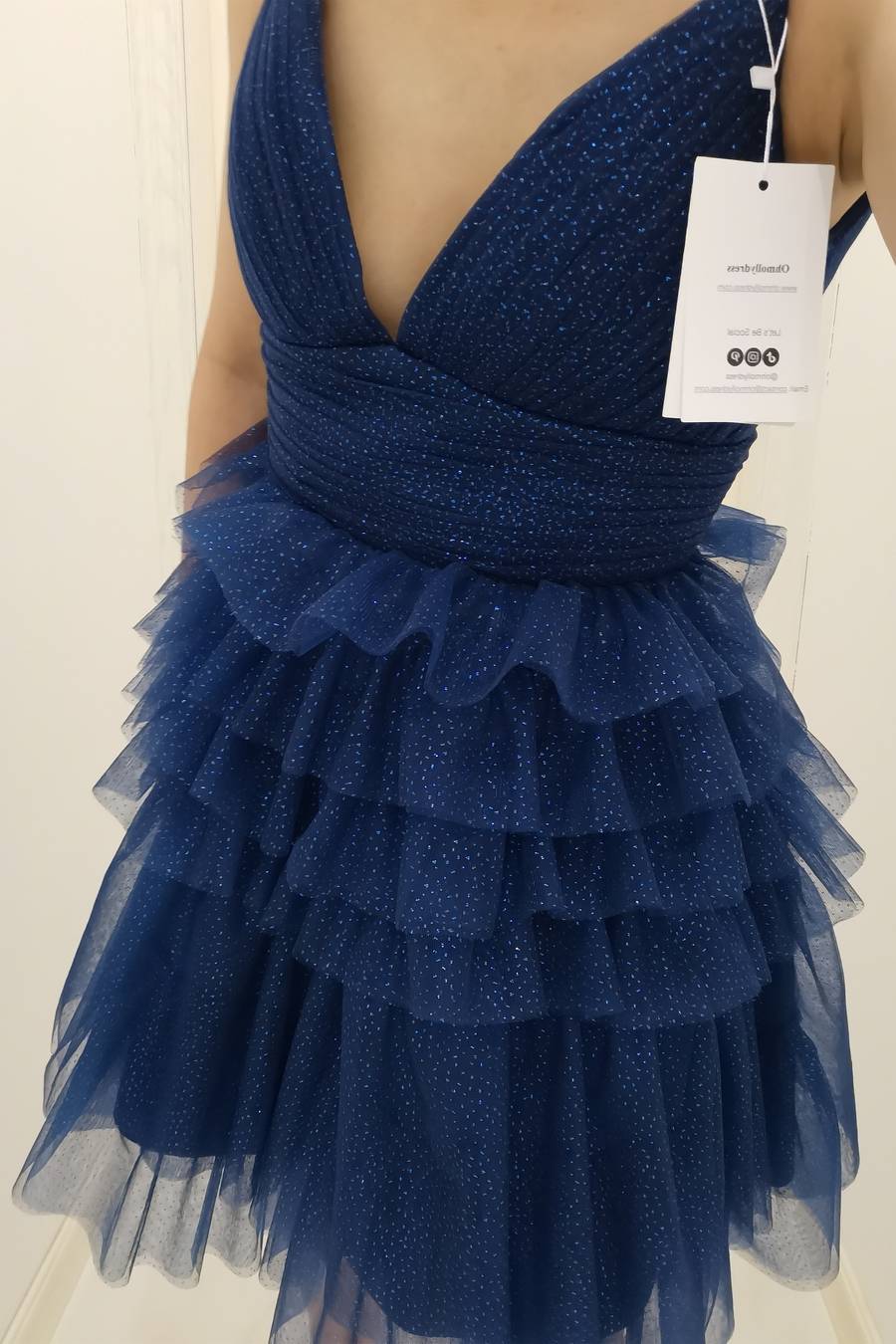 Straps Blue Tiered Ruffle Short A-line Homecoming Dress - Image 8