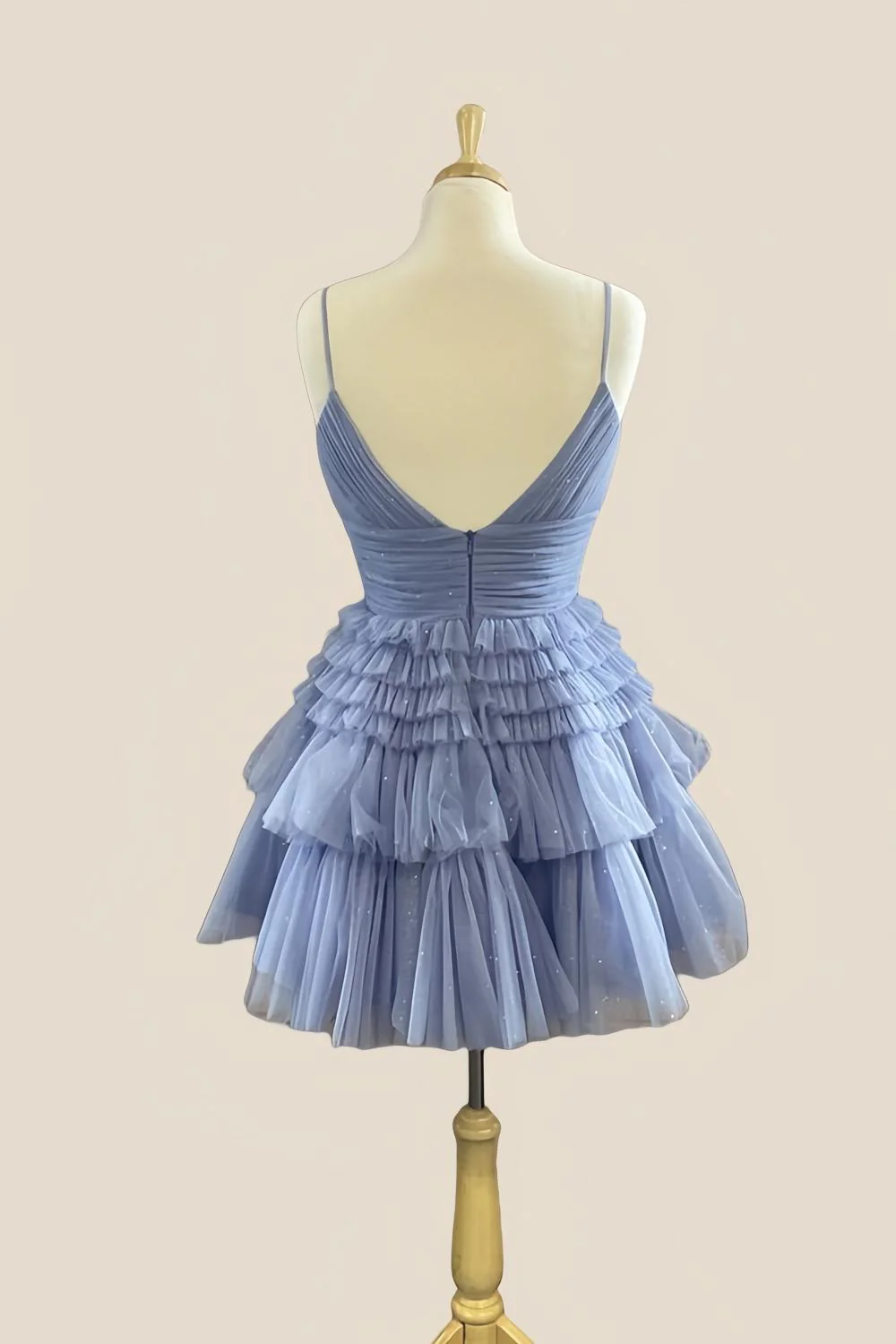 Straps Blue Tiered Ruffle Short A-line Homecoming Dress - Image 10