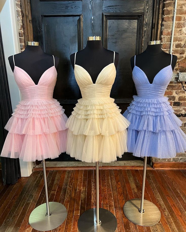 Straps Blue Tiered Ruffle Short A-line Homecoming Dress - Image 3