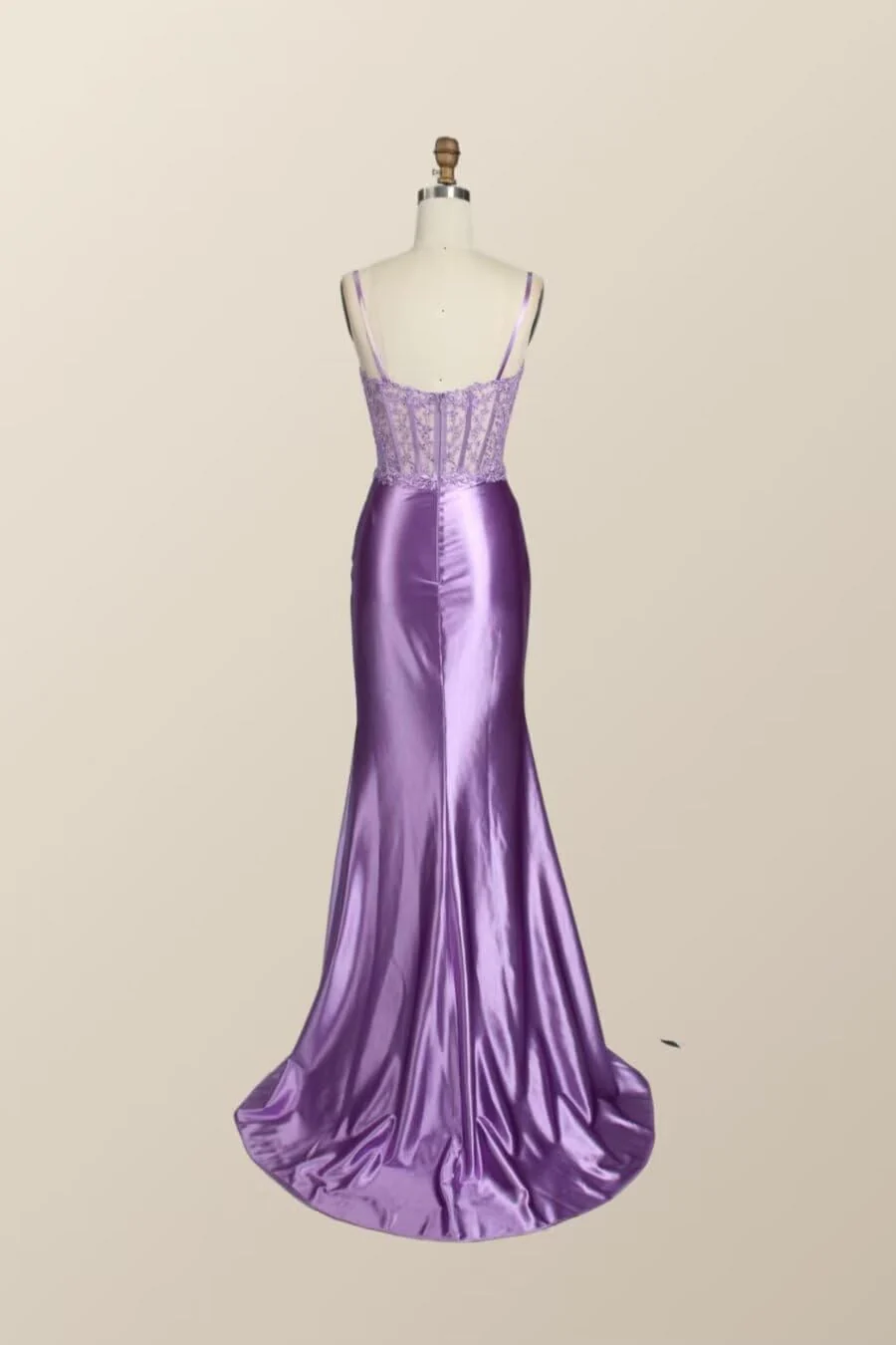 Straps Pink Appliques Ruched Long Dress with Slit - Image 10