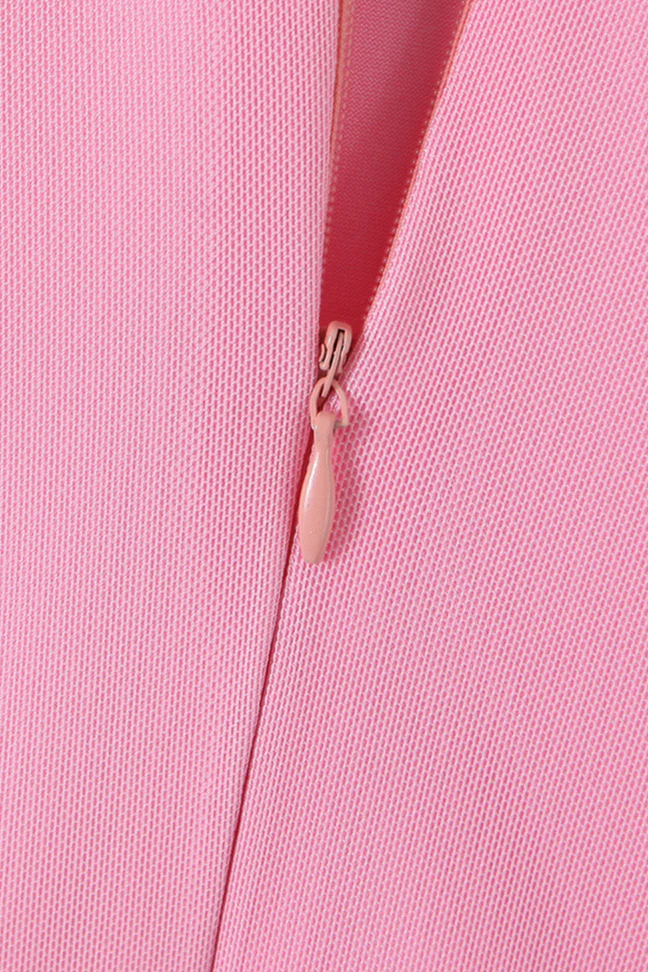 Straps Pink Drawstring Frill Mesh Short Dress - Image 6