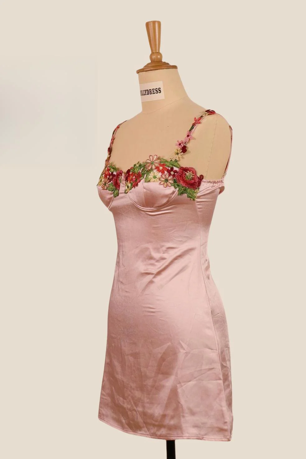 Straps Pink Floral Appliques Short Princess Dress - Image 3