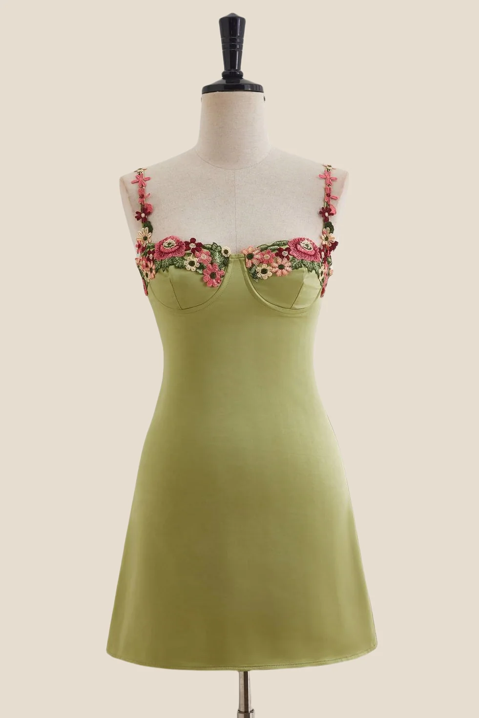 Straps Pink Floral Appliques Short Princess Dress - Image 5