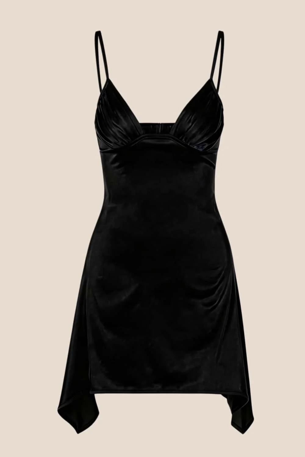 Straps Pink Irregular Hem A-line Short Dress - Image 3