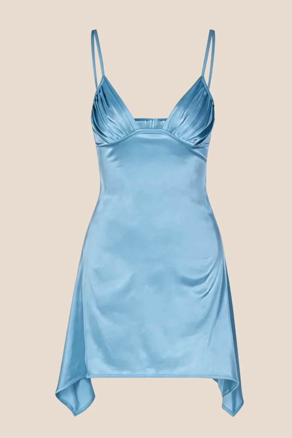 Straps Pink Irregular Hem A-line Short Dress - Image 5