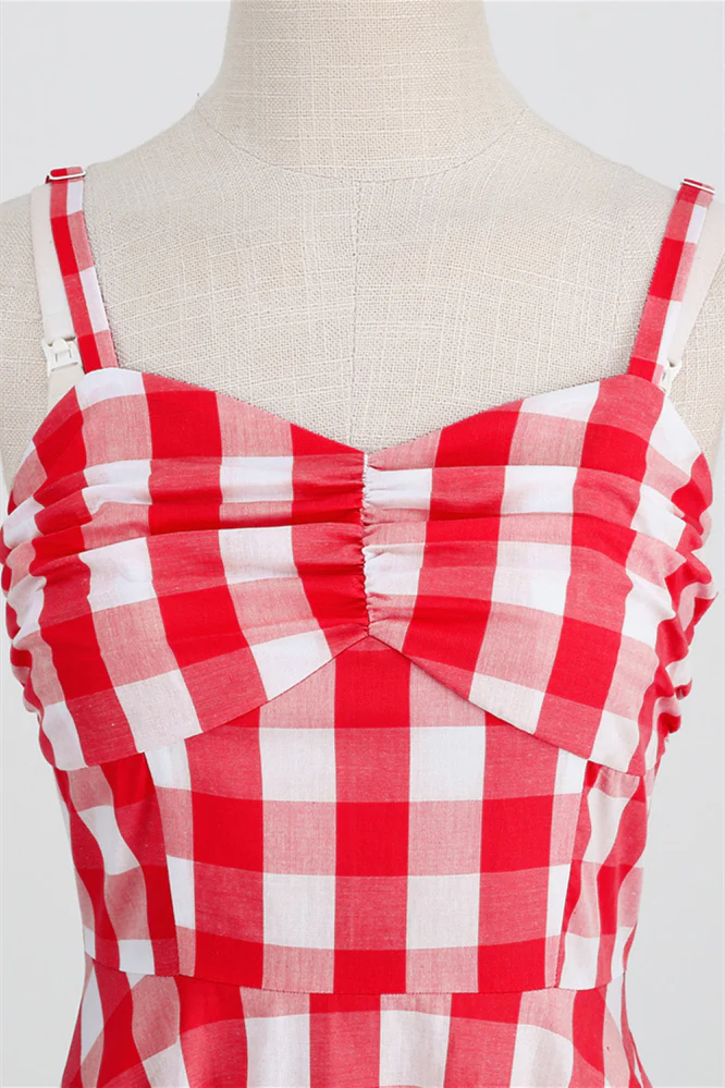 Straps Pink Plaid Barbie Dress - Image 14
