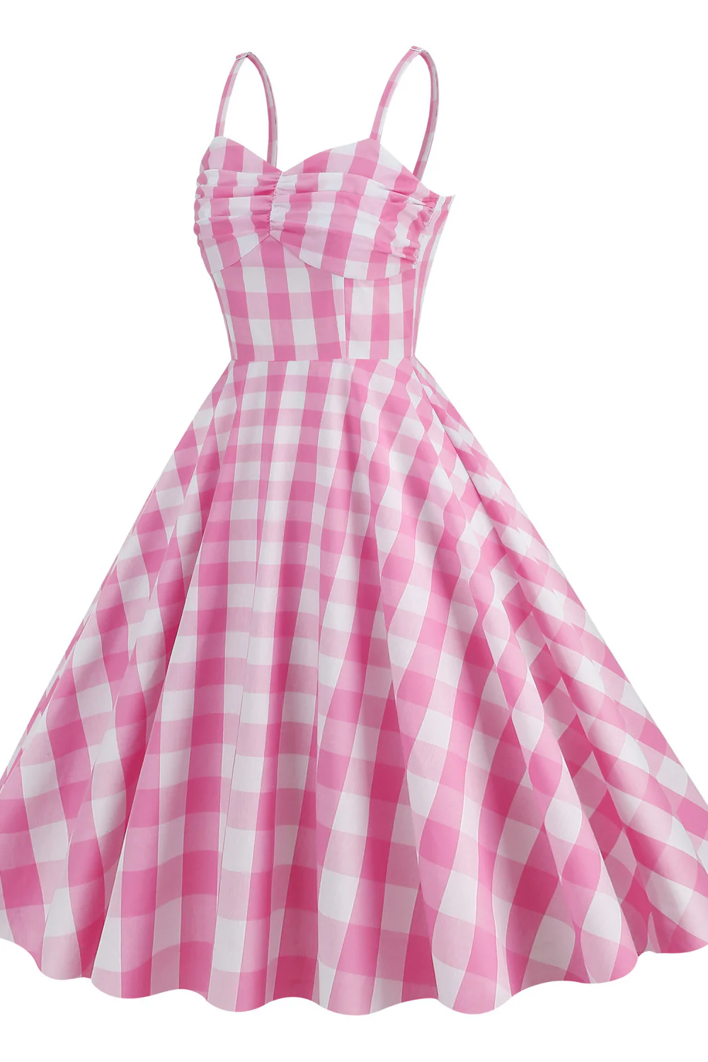 Straps Pink Plaid Barbie Dress - Image 2
