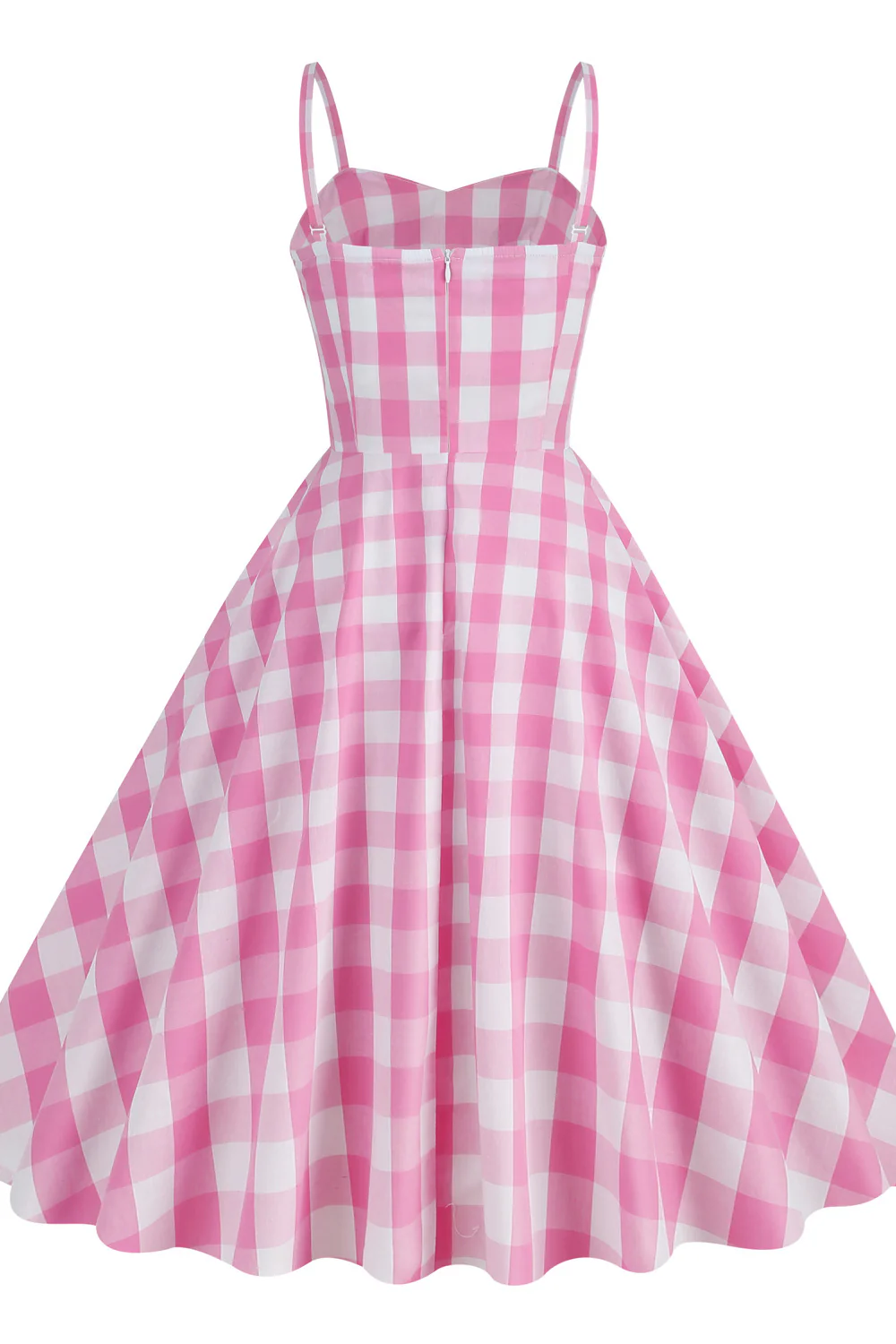 Straps Pink Plaid Barbie Dress - Image 3
