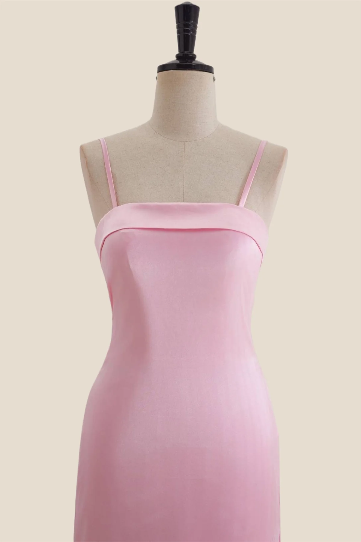 Straps Pink Sheath Long Dress with Back Bow - Image 10