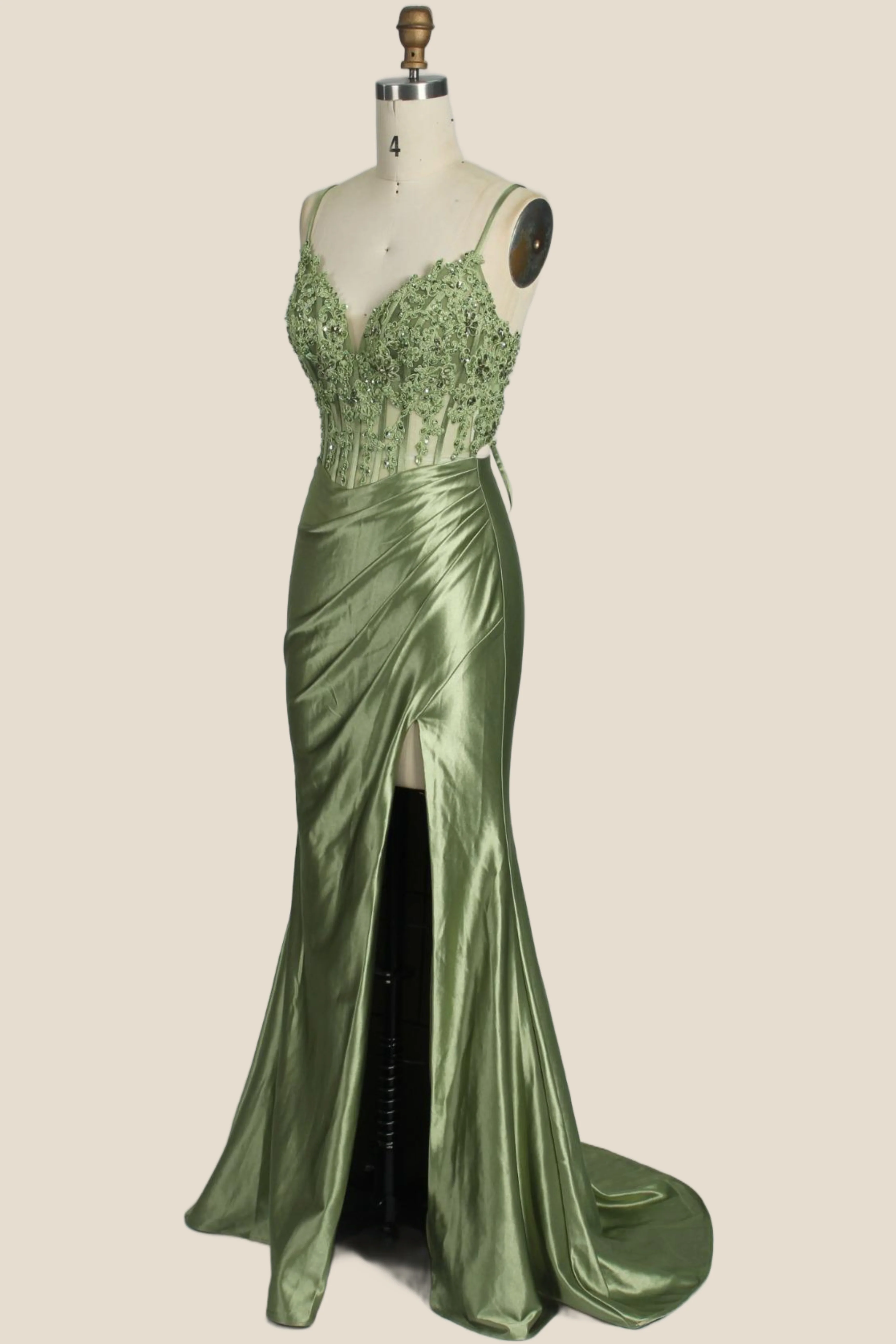 Straps Red Appliques Mermaid Ruched Long Party Dress - Image 11