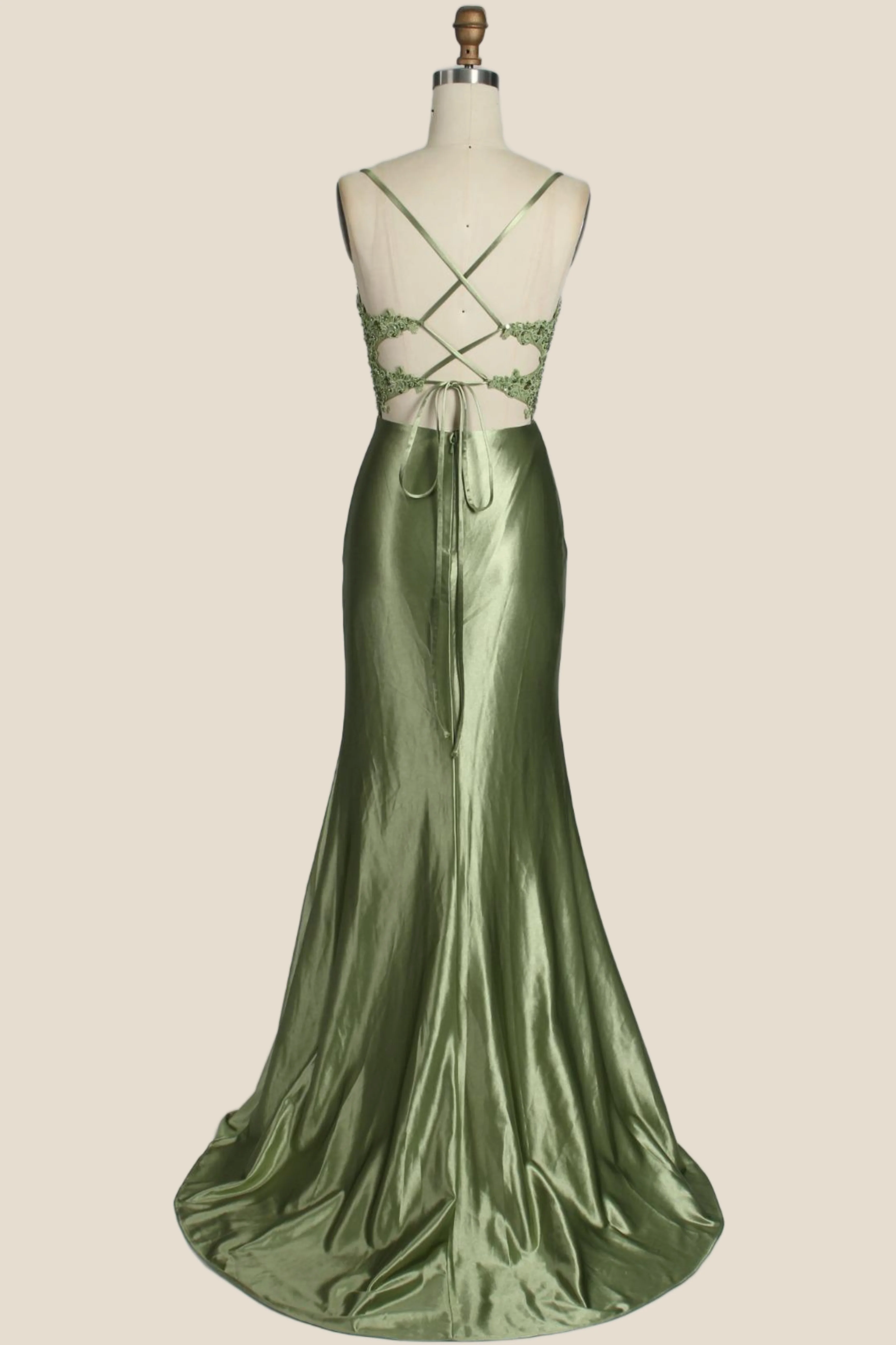 Straps Red Appliques Mermaid Ruched Long Party Dress - Image 12