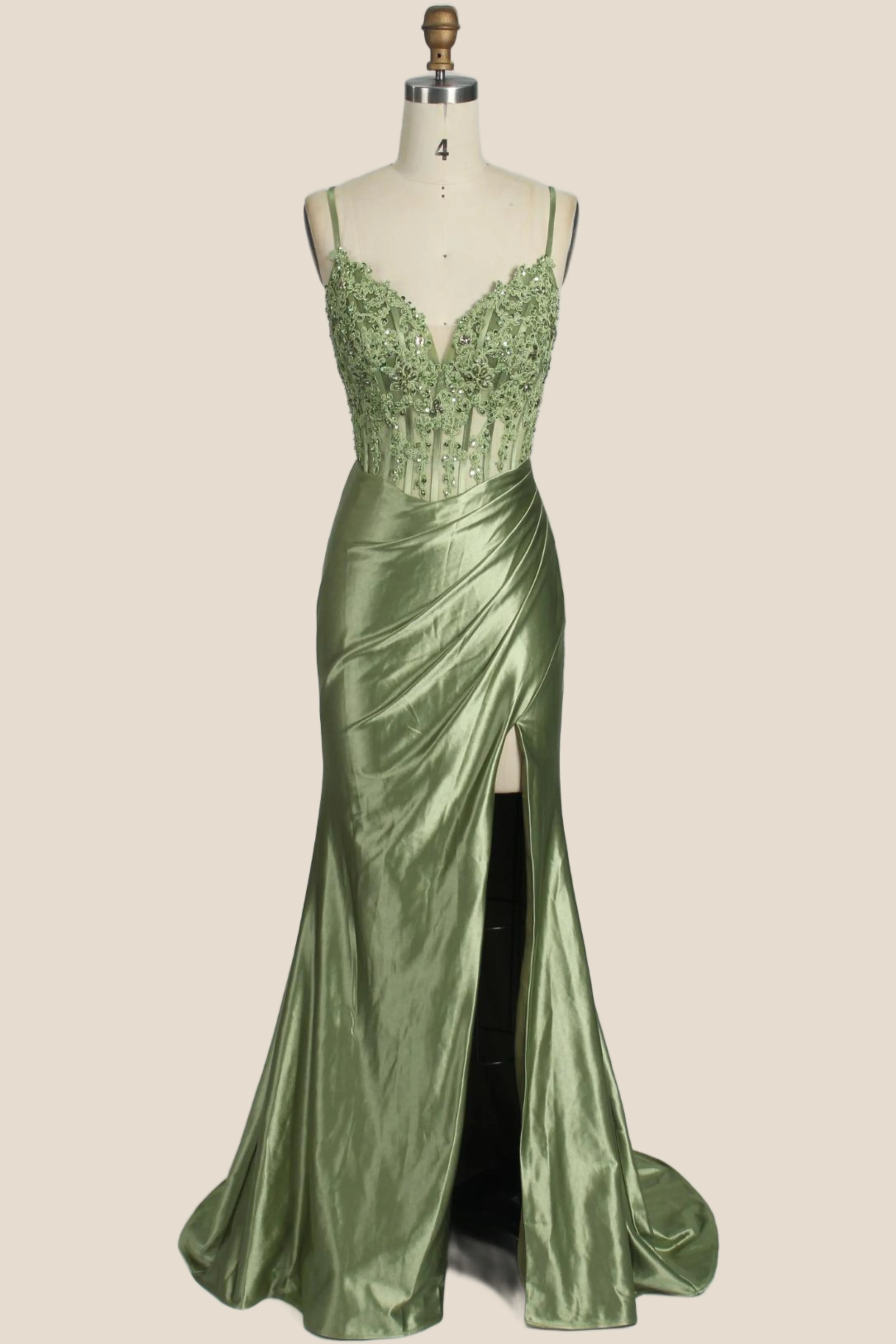 Straps Red Appliques Mermaid Ruched Long Party Dress - Image 6
