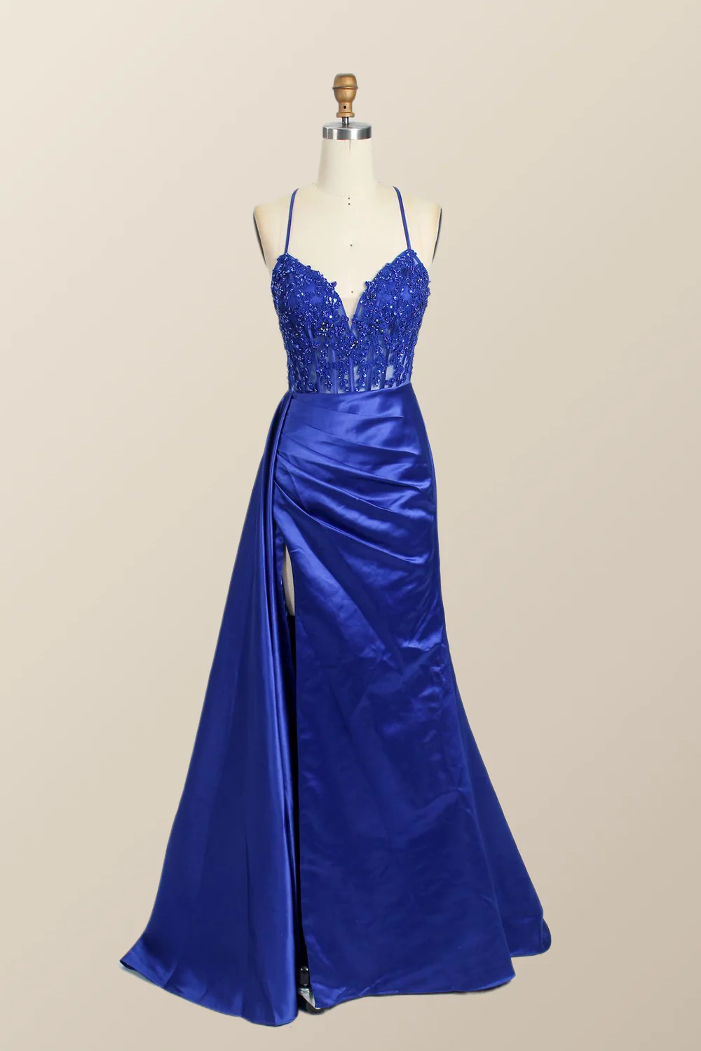 Straps Red Lace and Satin Mermaid Formal Dress - Image 14