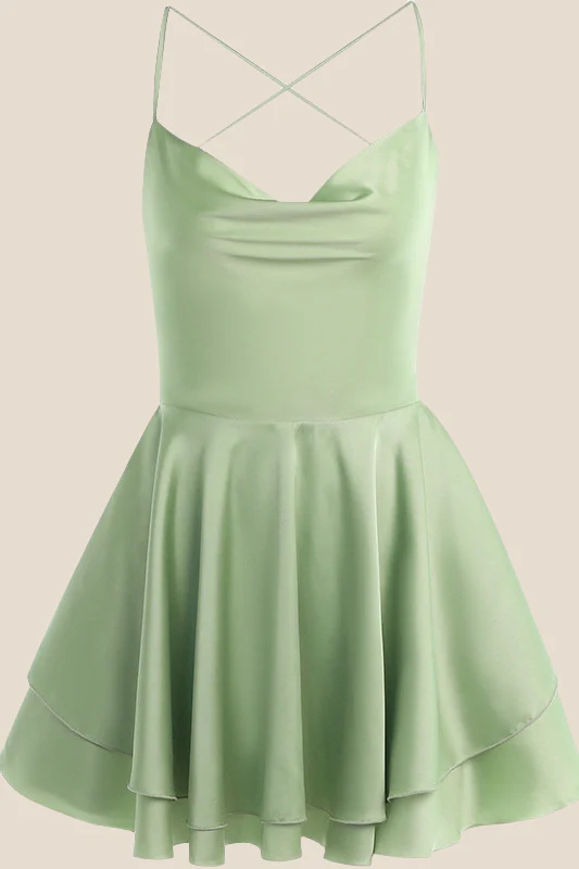Straps White Lace-up Back Tiered Mini Dress - Image 13