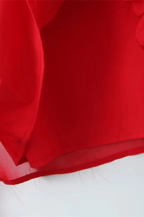 Straps Red Ruffle Long Summer Dress with Slit - Image 8
