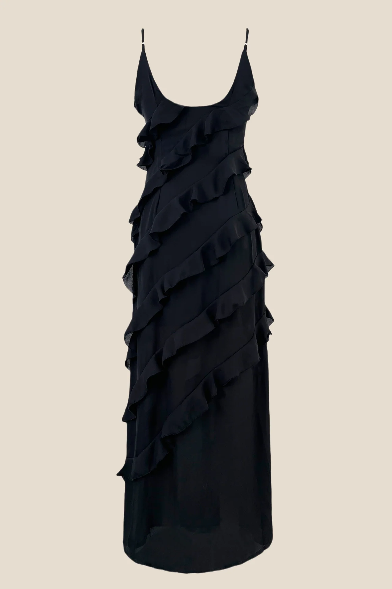 Straps Red Ruffle Sheath Long Dress with Slit - Image 10