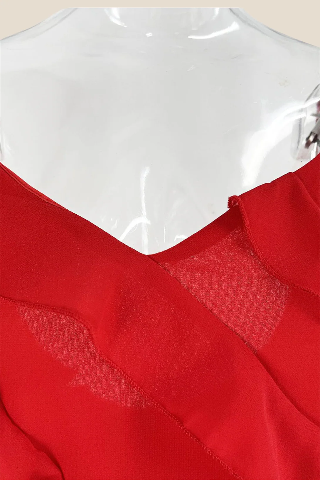 Straps Red Ruffle Sheath Long Dress with Slit - Image 4