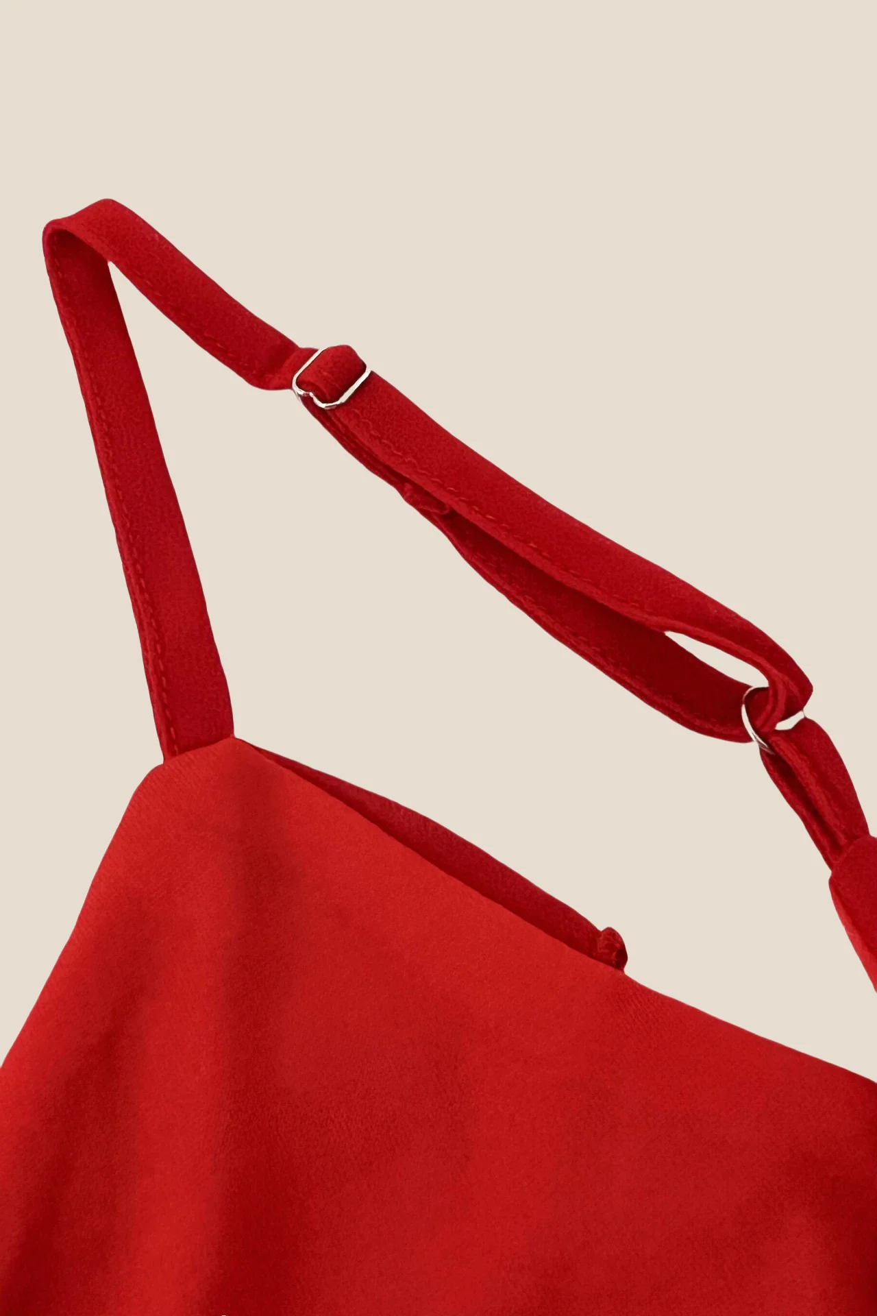 Straps Red Ruffle Sheath Long Dress with Slit - Image 6