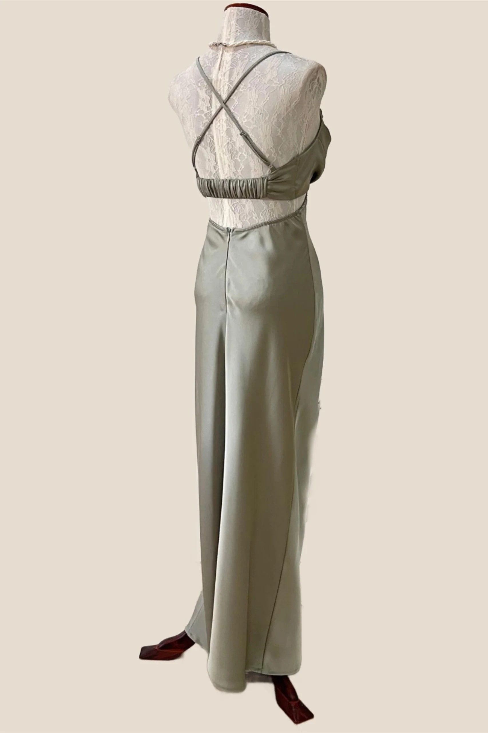 Straps Sage Cowl Neck Sheath Party Dress - Image 2