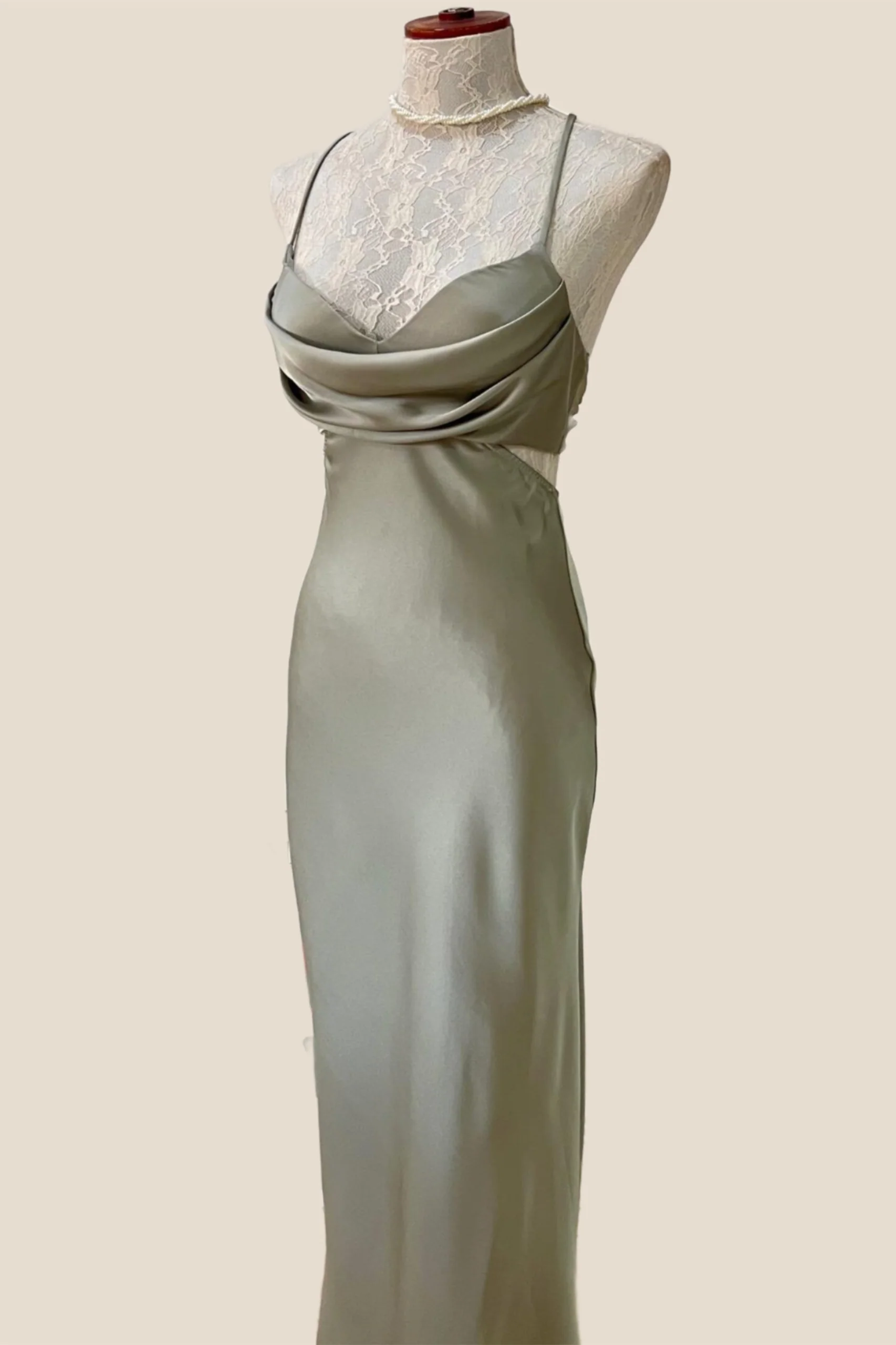 Straps Sage Cowl Neck Sheath Party Dress - Image 3