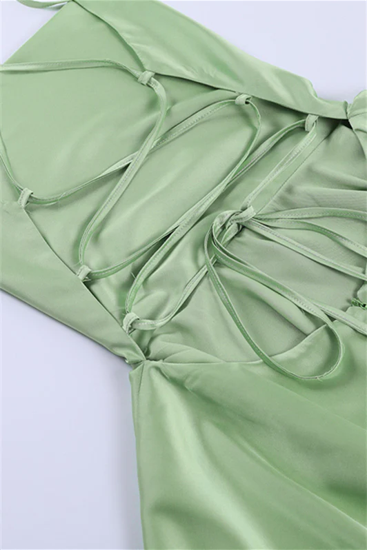 Straps Sage Green Ruffle Short Party Dress - Image 4
