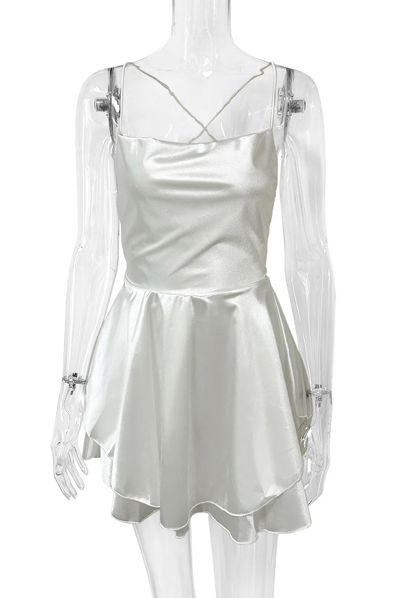 Straps Sage Green Ruffle Short Party Dress - Image 7