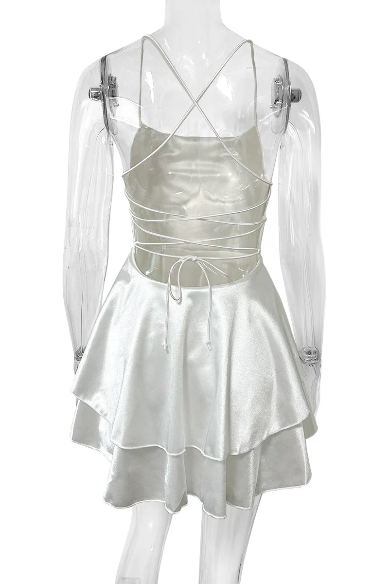 Straps Sage Green Ruffle Short Party Dress - Image 8