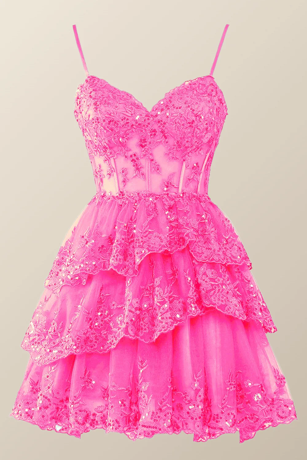 Straps Sage Green Tiered Layered Short Princess Dress - Image 4