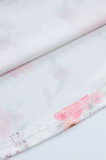 Straps White Floral Print Lace Stitching Short Dress - Image 5