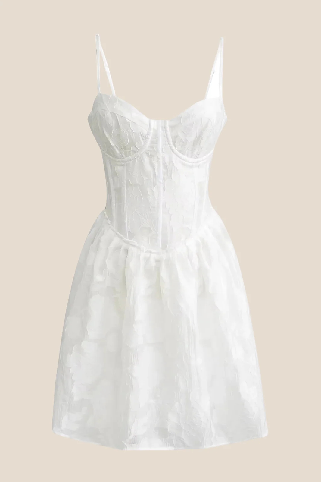 Straps White Jacquard A-line Short Dress
