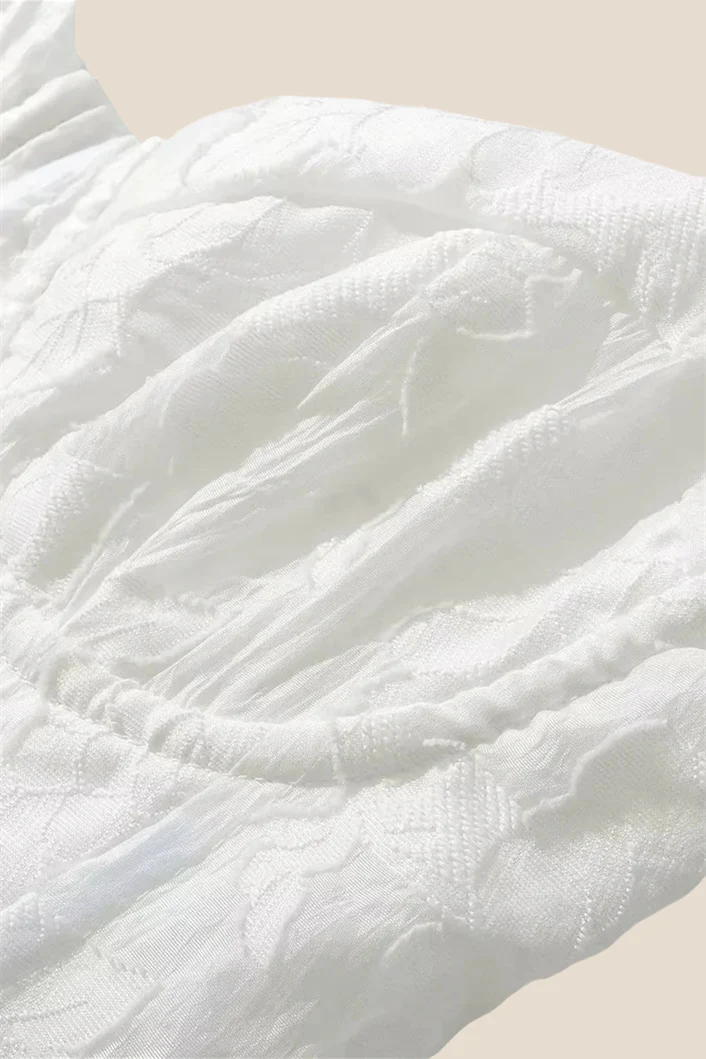 Straps White Jacquard A-line Short Dress - Image 11
