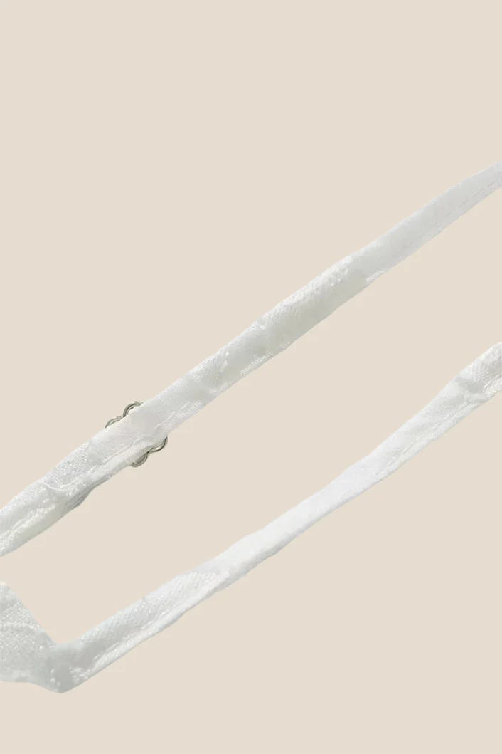 Straps White Jacquard A-line Short Dress - Image 12