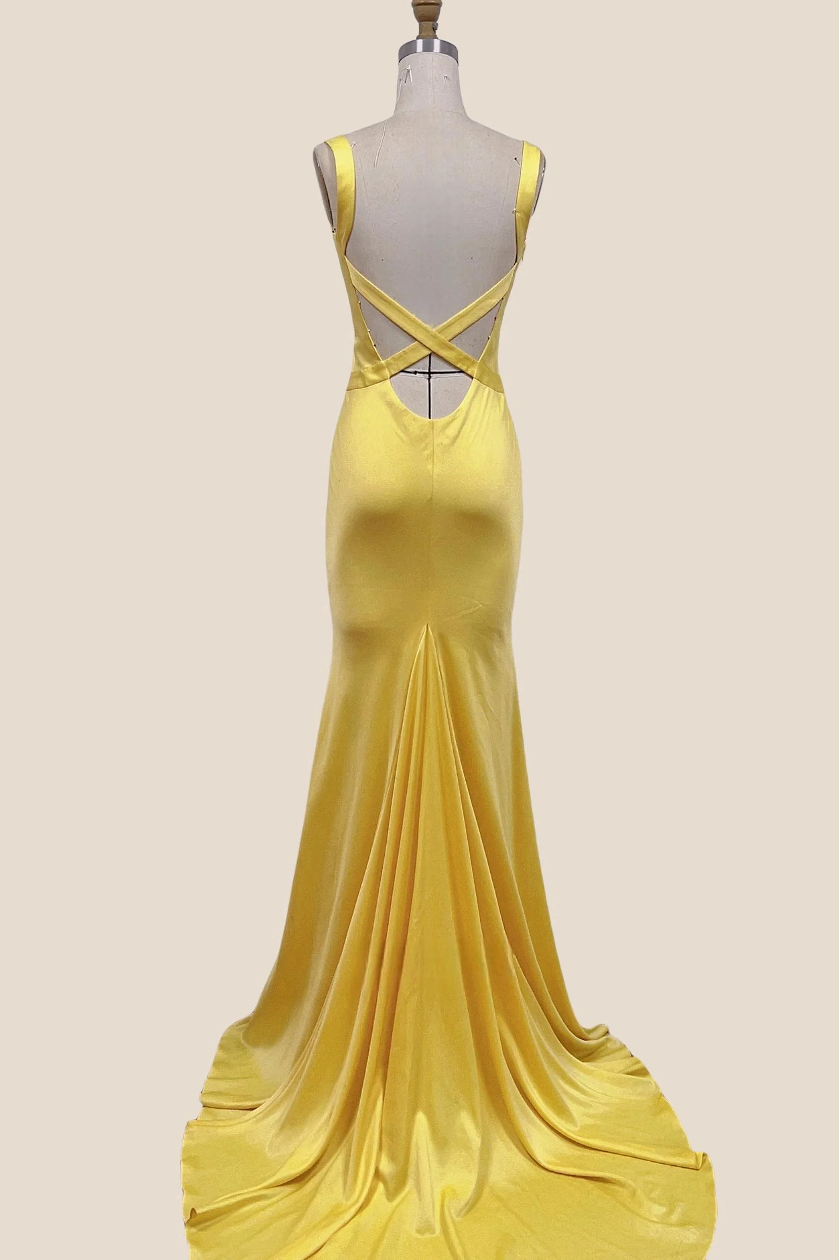 Straps Yellow Mermaid Long Formal Dress - Image 2