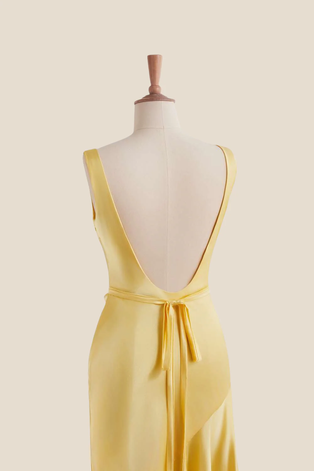 Straps Yellow Open Back Long Dress with Belt - Image 5