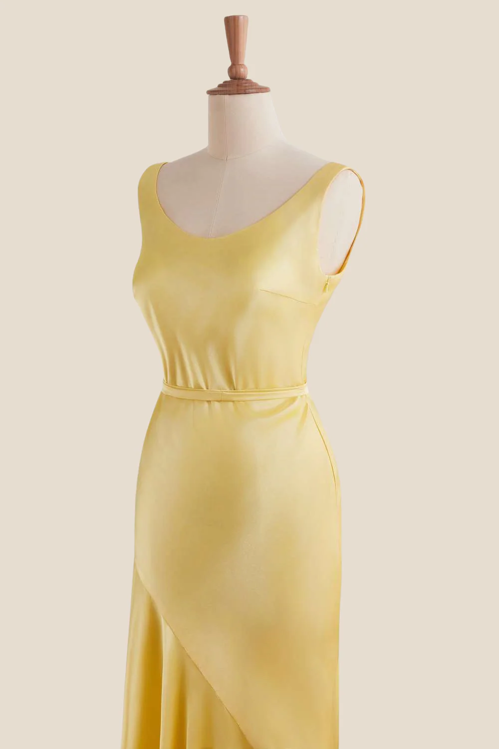 Straps Yellow Open Back Long Dress with Belt - Image 6