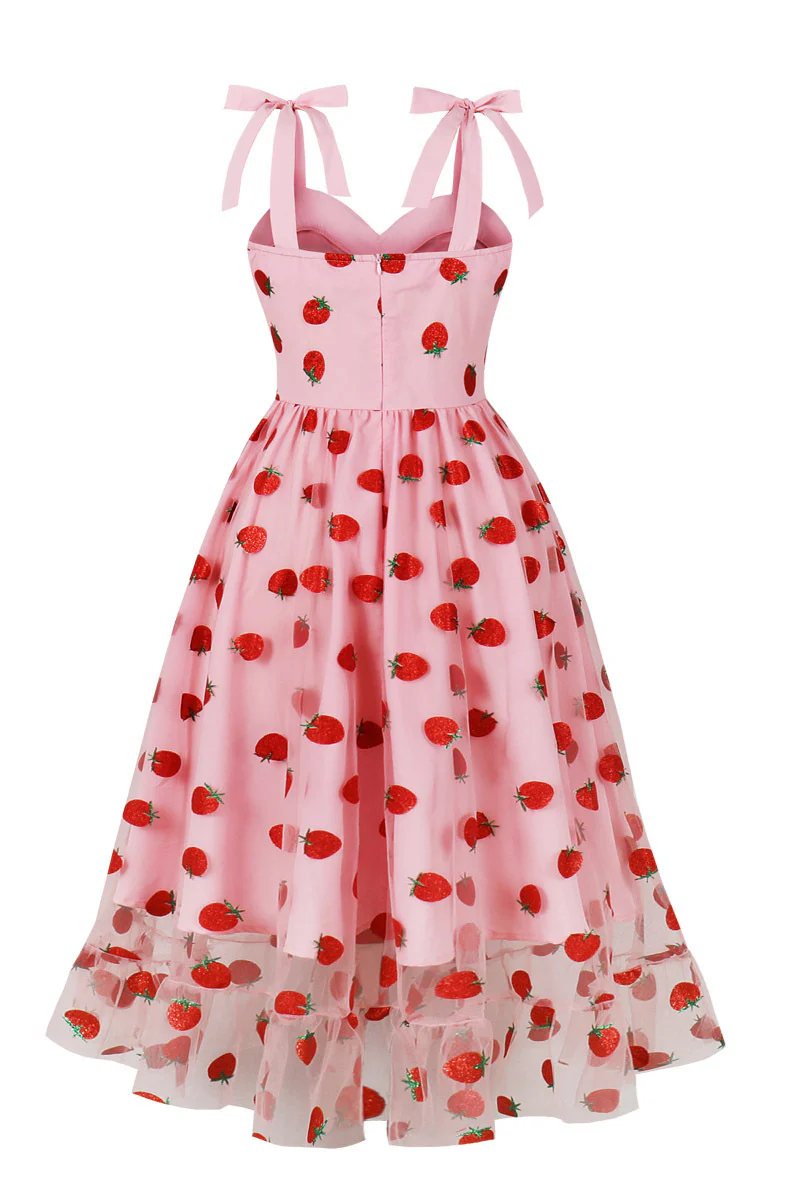 Strawberry Pink Sweet A-line Short Dress - Image 2