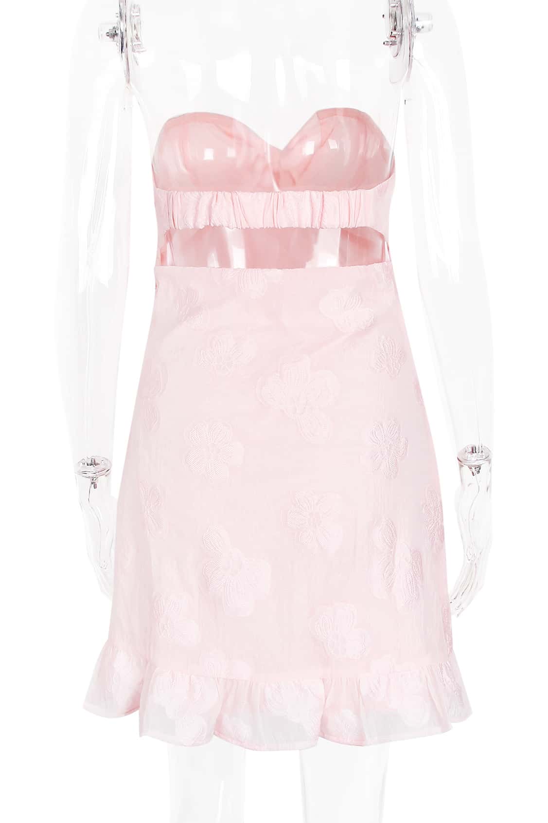 Sweet Pink Bow Fitted Short Dress - Image 2